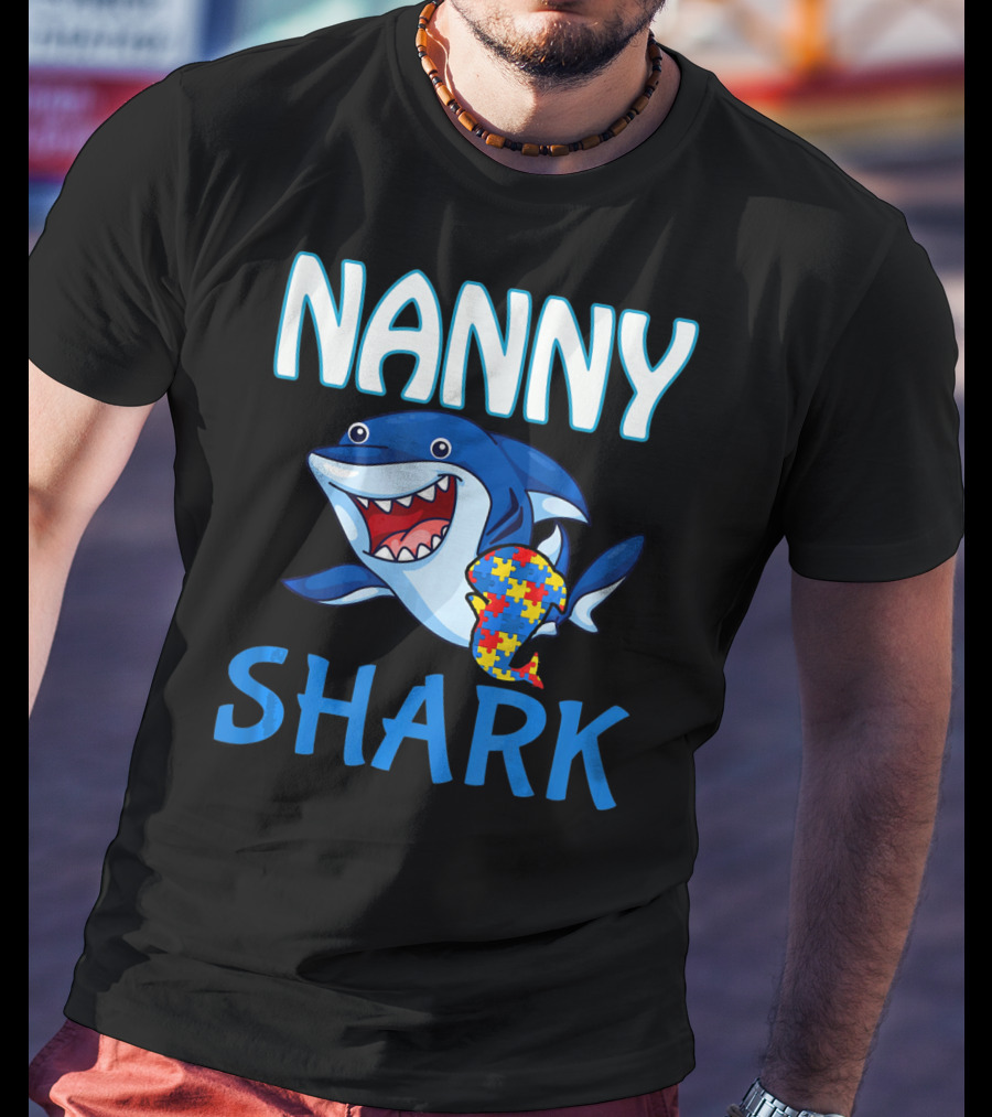 Nanny Shark Autism Awareness Puzzle Piece T-Shirt