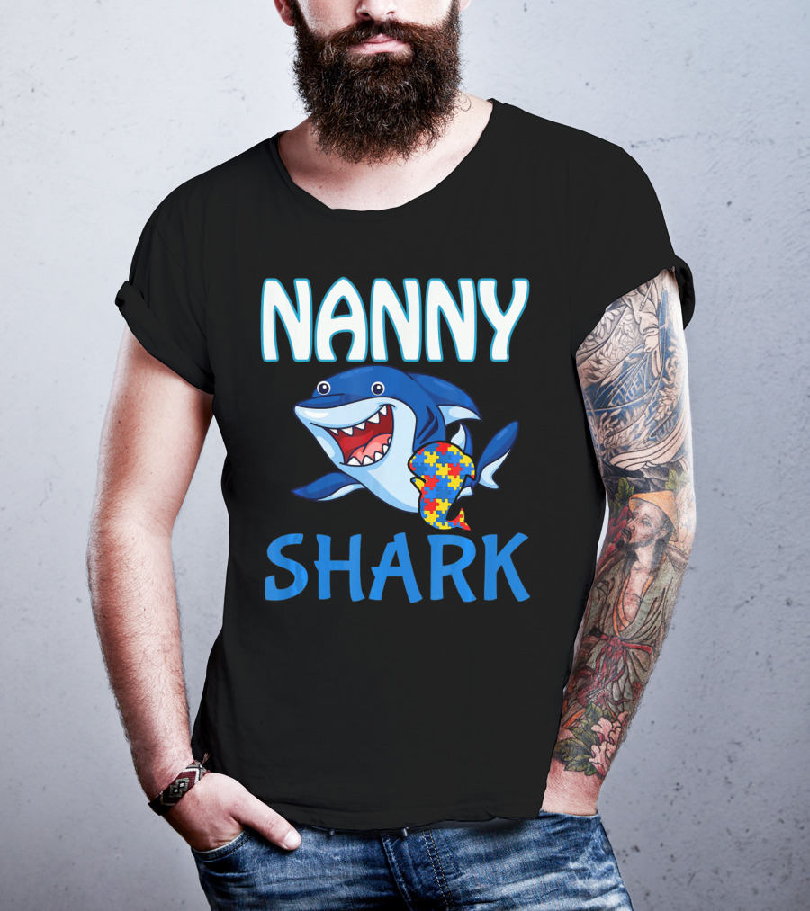 Nanny Shark Autism Awareness Puzzle Piece T-Shirt