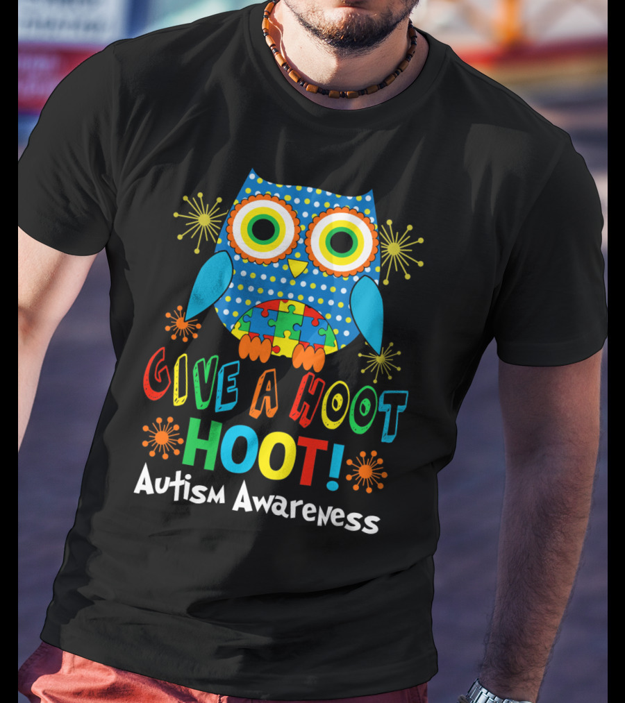 Give A Hoot Hoot Autism Awareness Owl Puzzle T-Shirt