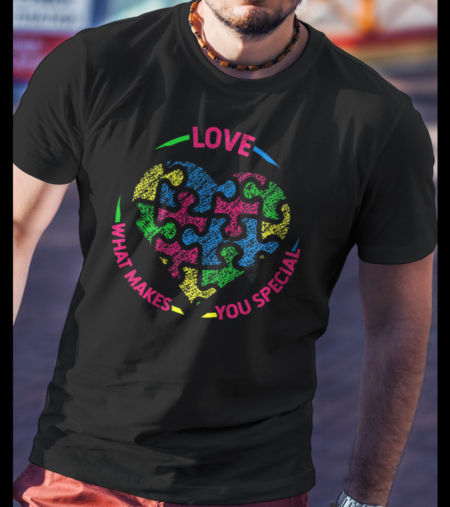 Love What Makes You Special Autism Awareness Puzzle Heart T-Shirt