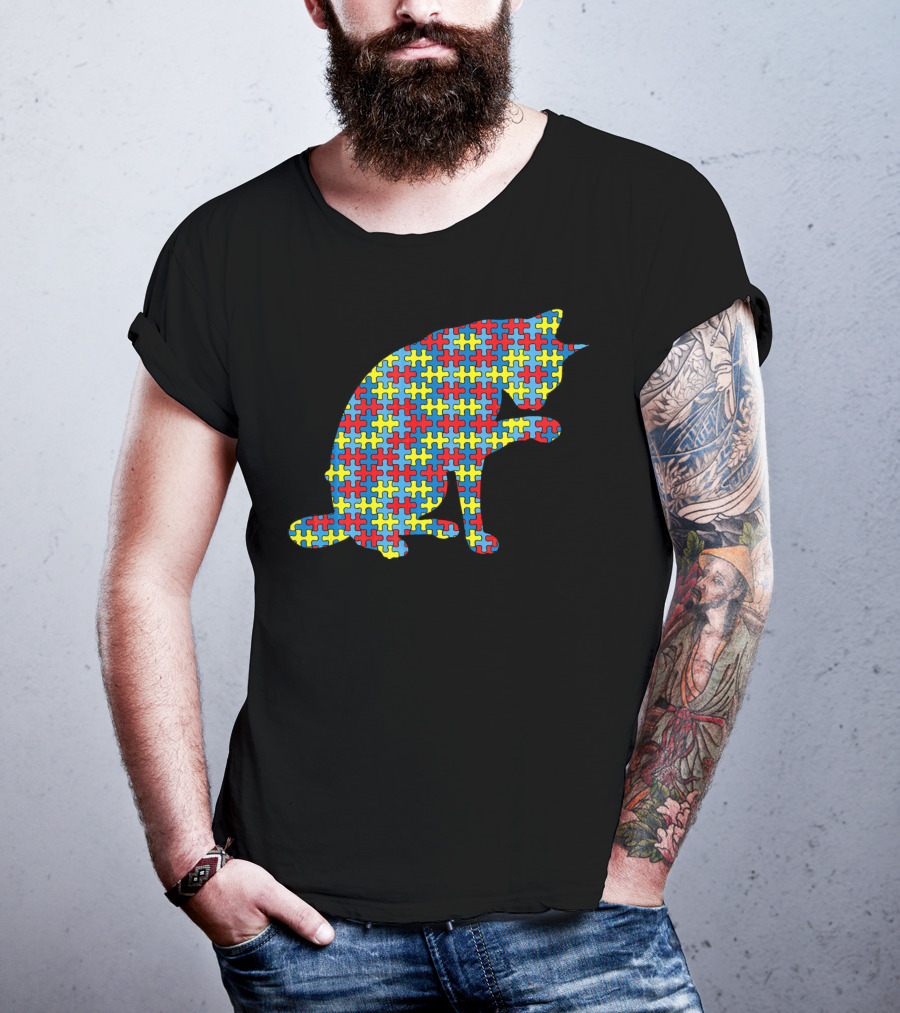 Abyssinian Autism Awareness Kitten Puzzle T-Shirt