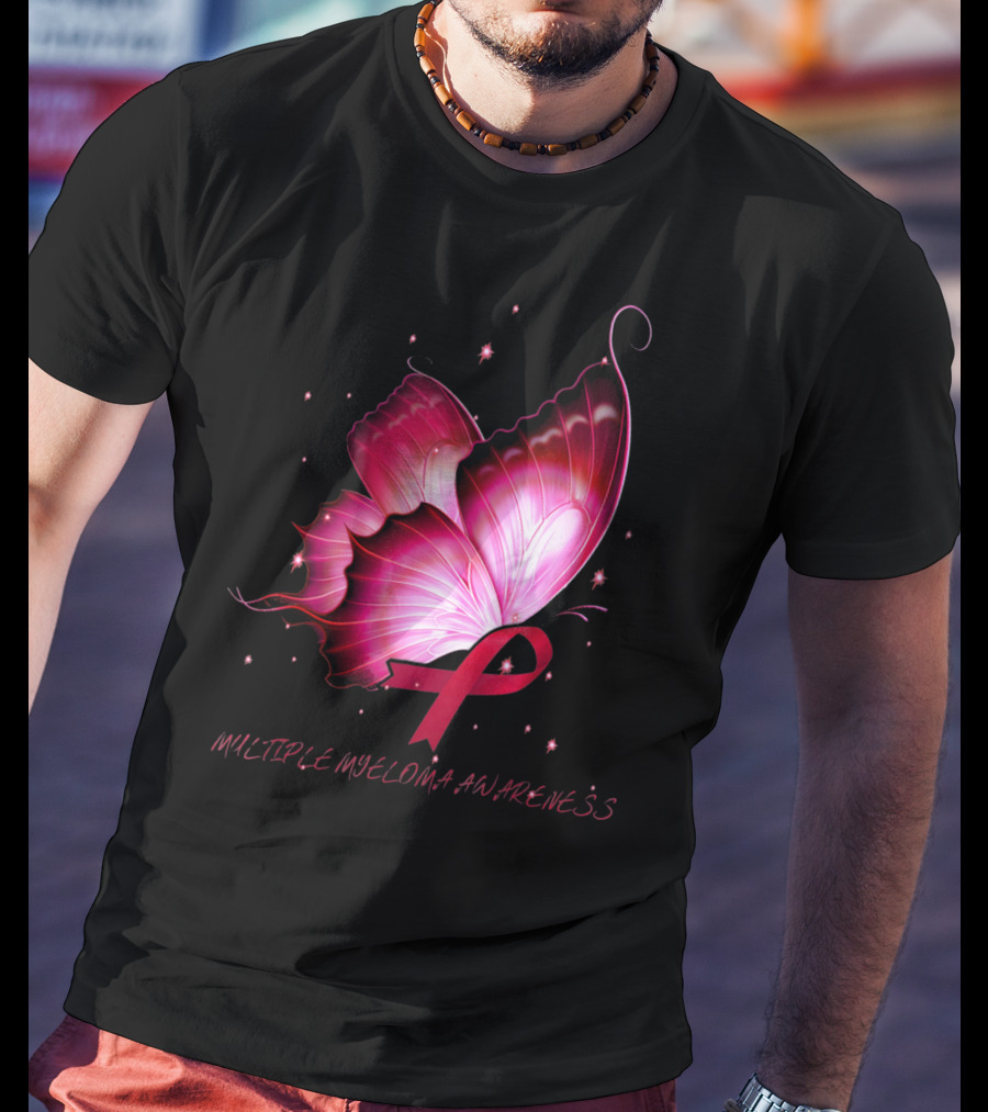 MULTIPLE MYELOMA AWARENESS Pink Butterfly T-Shirt