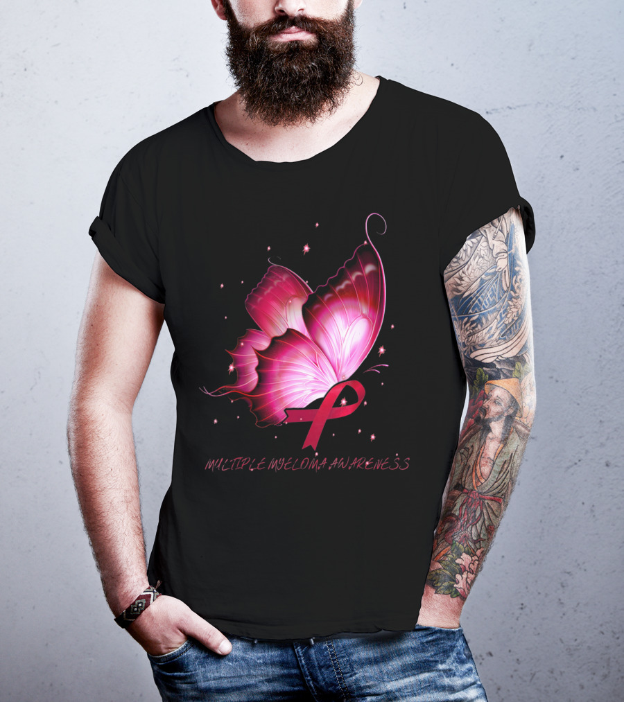 MULTIPLE MYELOMA AWARENESS Pink Butterfly T-Shirt