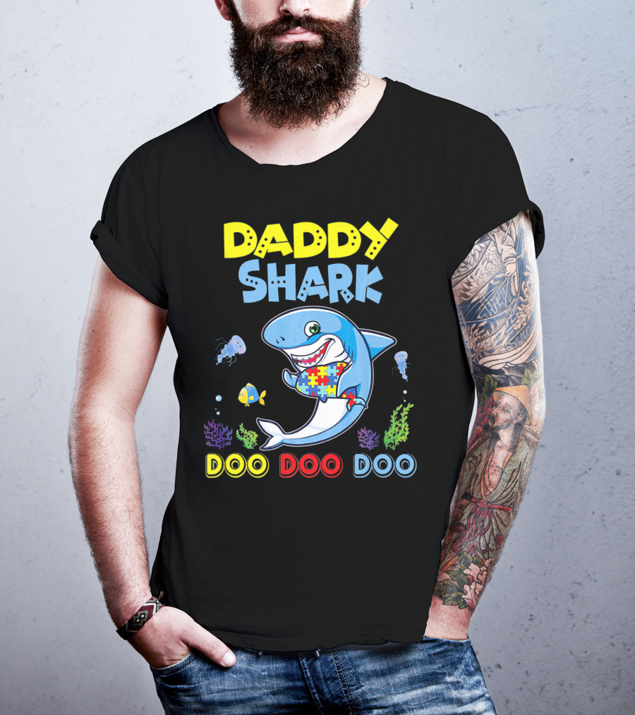 Daddy Shark Autism Doo Doo Doo Awareness T-Shirt