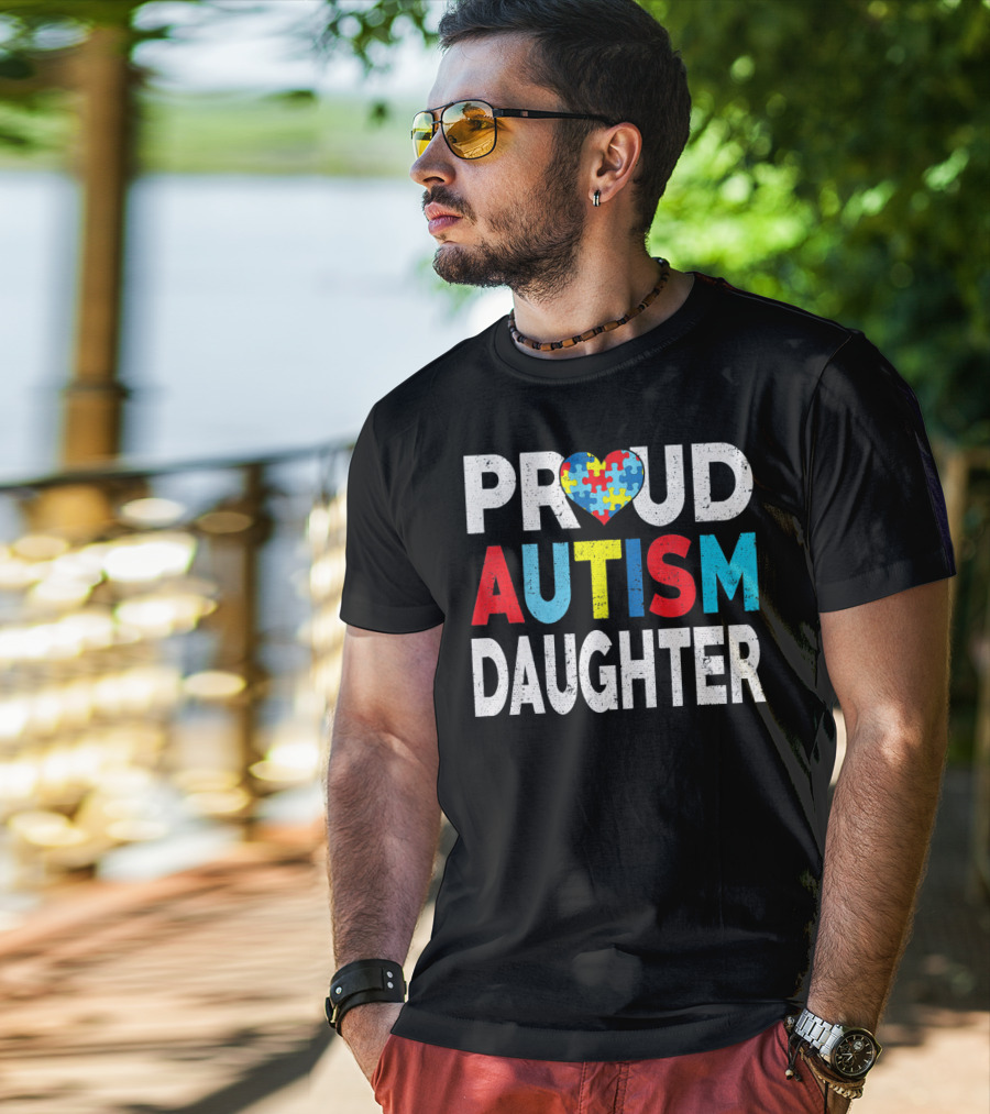 Proud Autism Daughter Heart Puzzle Love T-Shirt