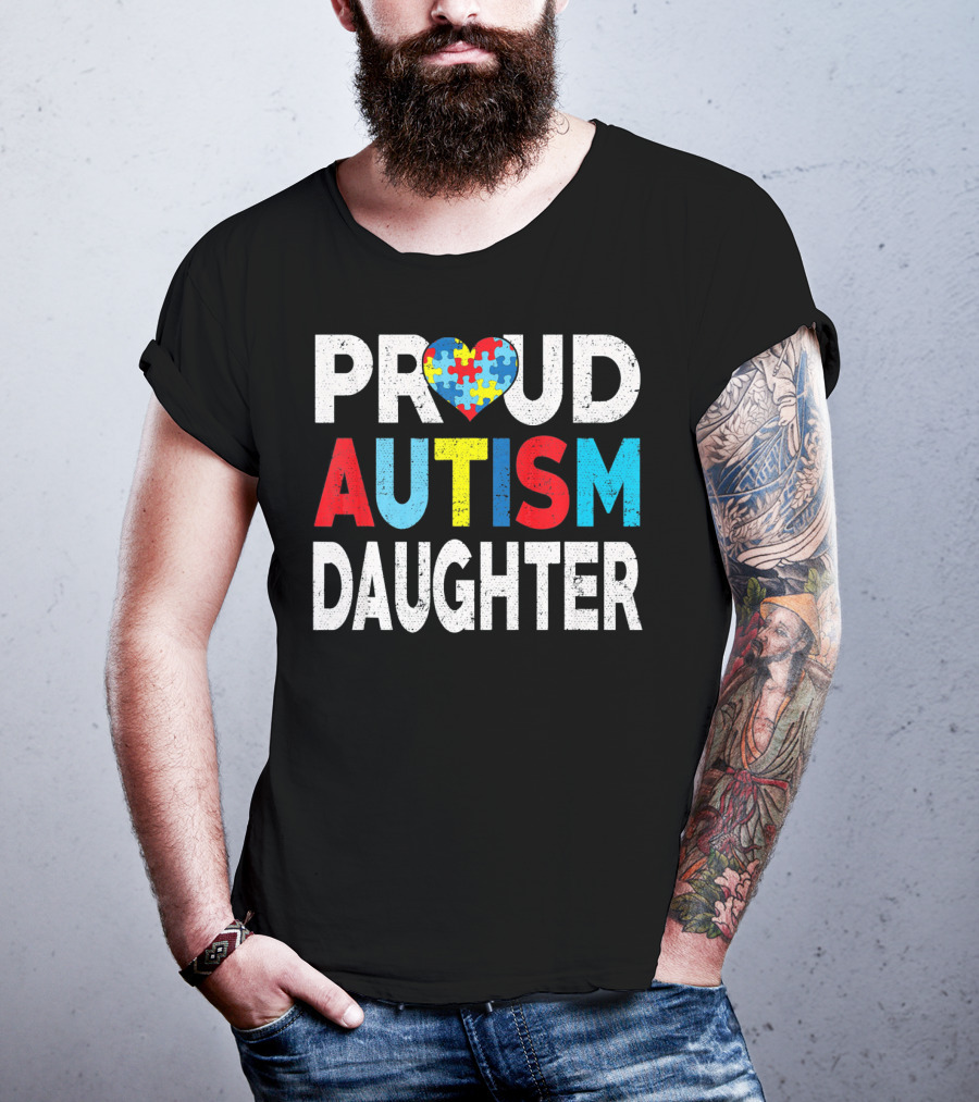 Proud Autism Daughter Heart Puzzle Love T-Shirt