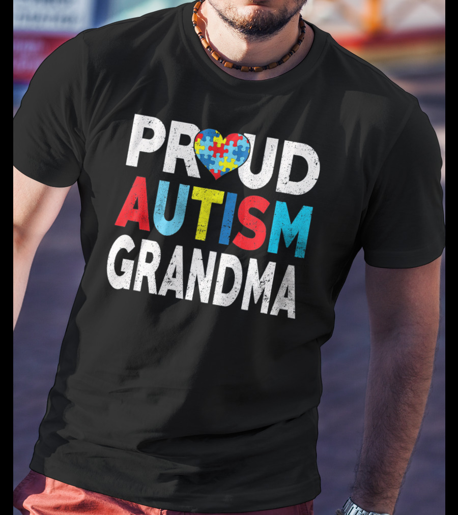 Proud Autism Grandma Heart Puzzle Love T-Shirt