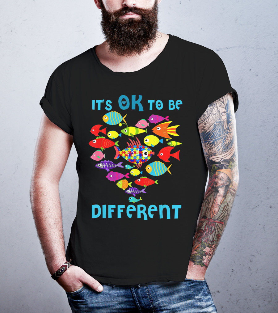 It's OK To Be Different Puzzle Fish Autism T-Shirt