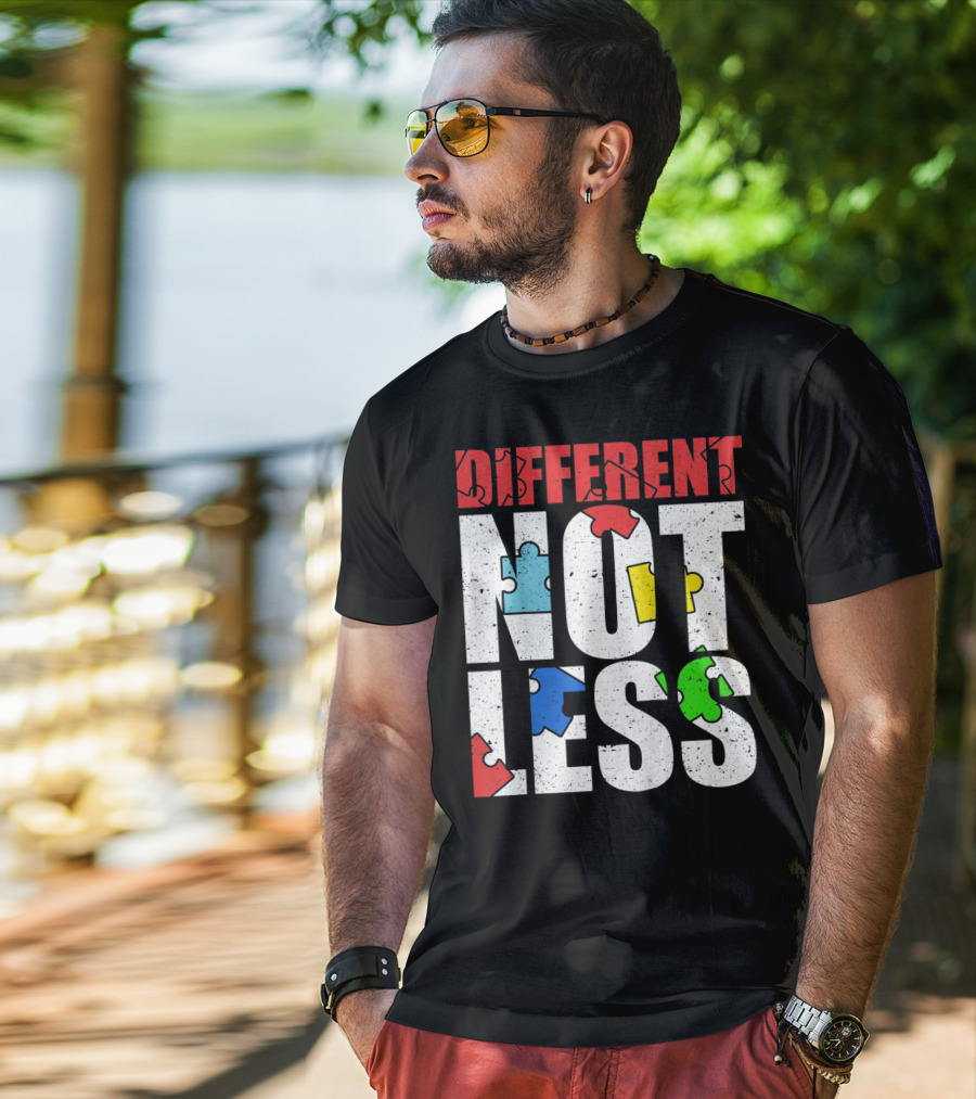 Kids Autism Awareness Different Not Less Puzzle Pieces T-Shirt