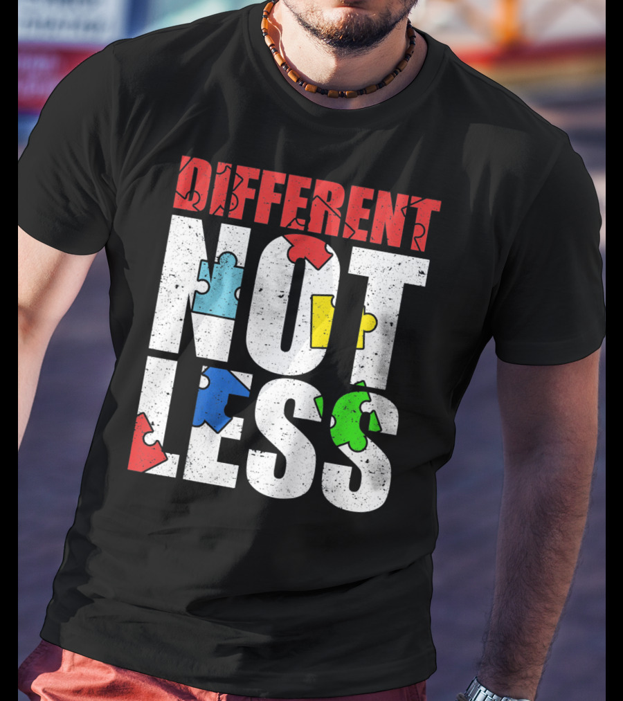 Kids Autism Awareness Different Not Less Puzzle Pieces T-Shirt
