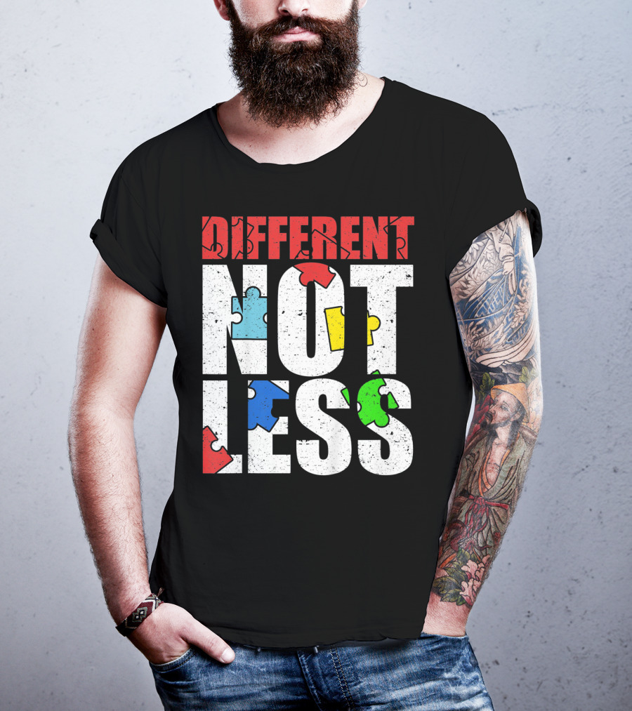 Kids Autism Awareness Different Not Less Puzzle Pieces T-Shirt