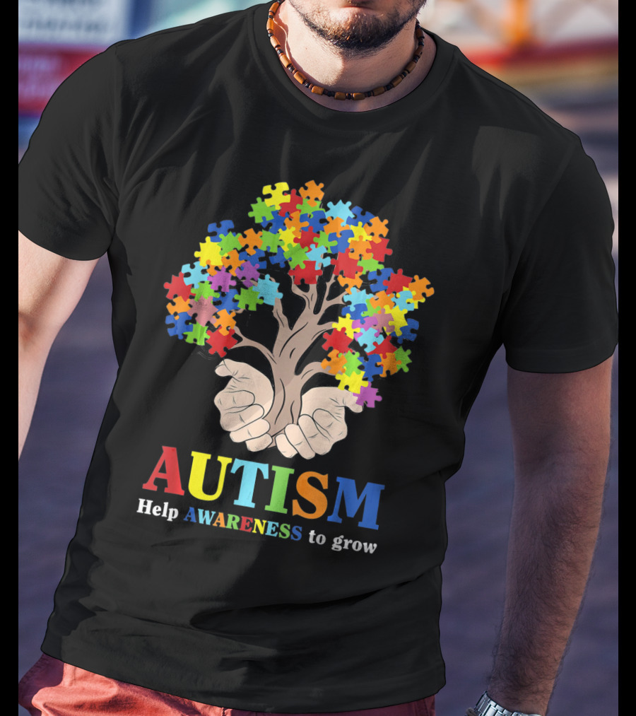 AUTISM Help Awareness To Grow With Puzzle Piece Tree T-Shirt