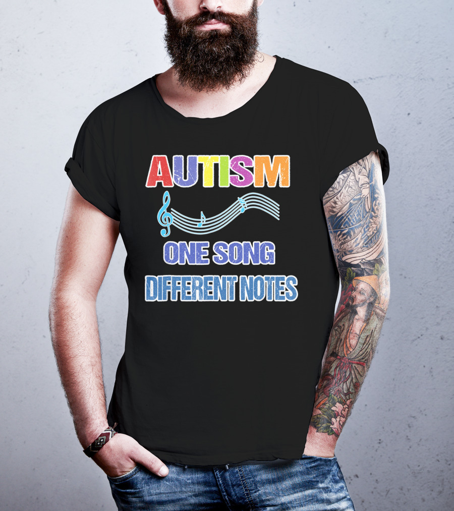 Autism One Song Different Notes Musical Clef T-Shirt