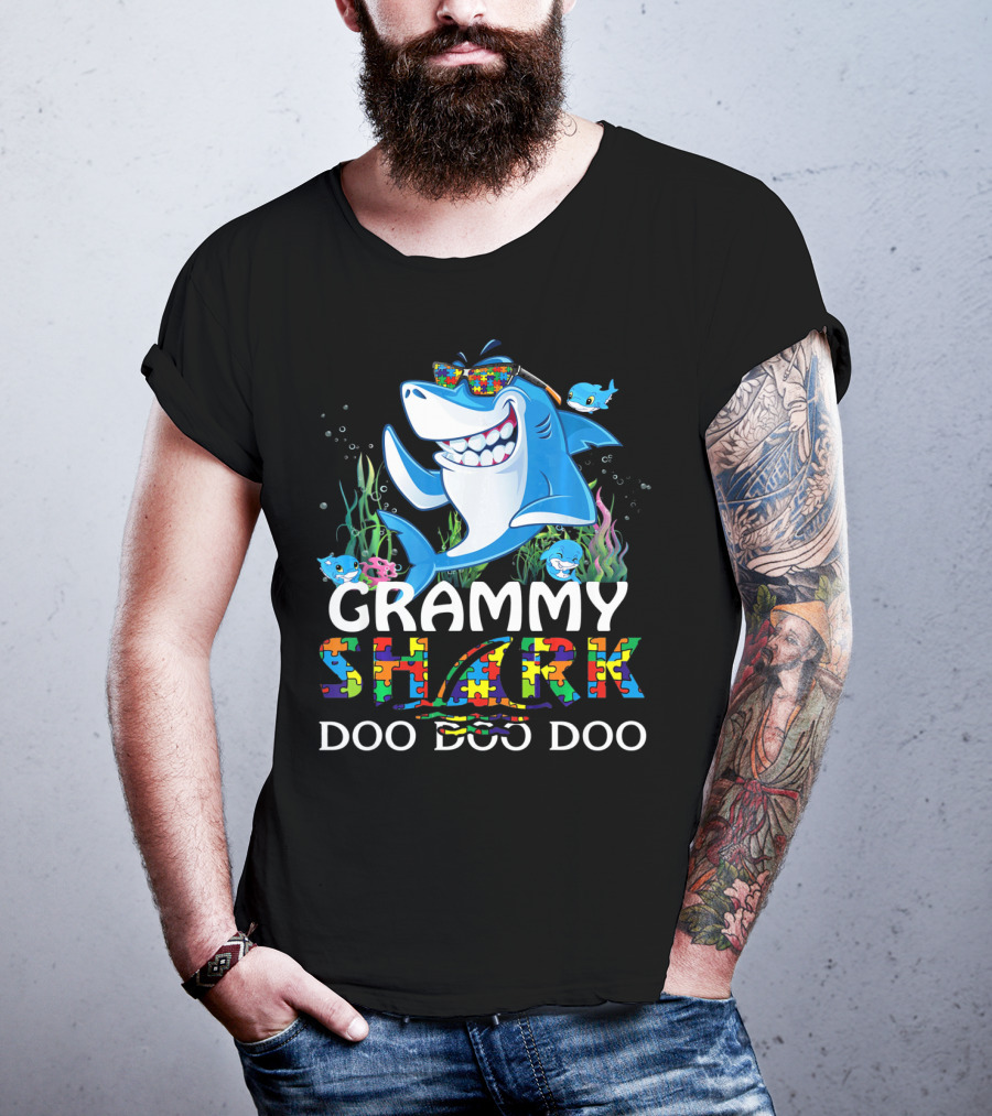 Grammy Shark Autism Awareness Doo Doo Doo T-Shirt