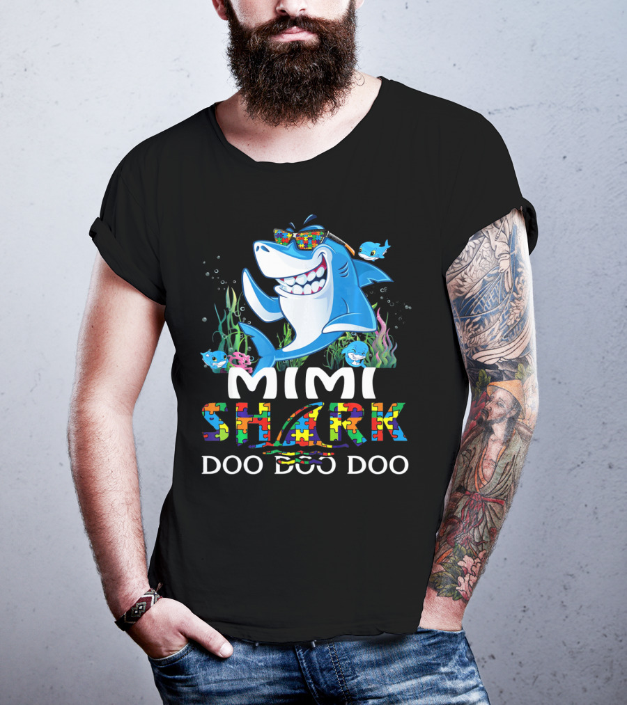 Mimi Shark Autism Awareness Doo Doo Doo T-Shirt