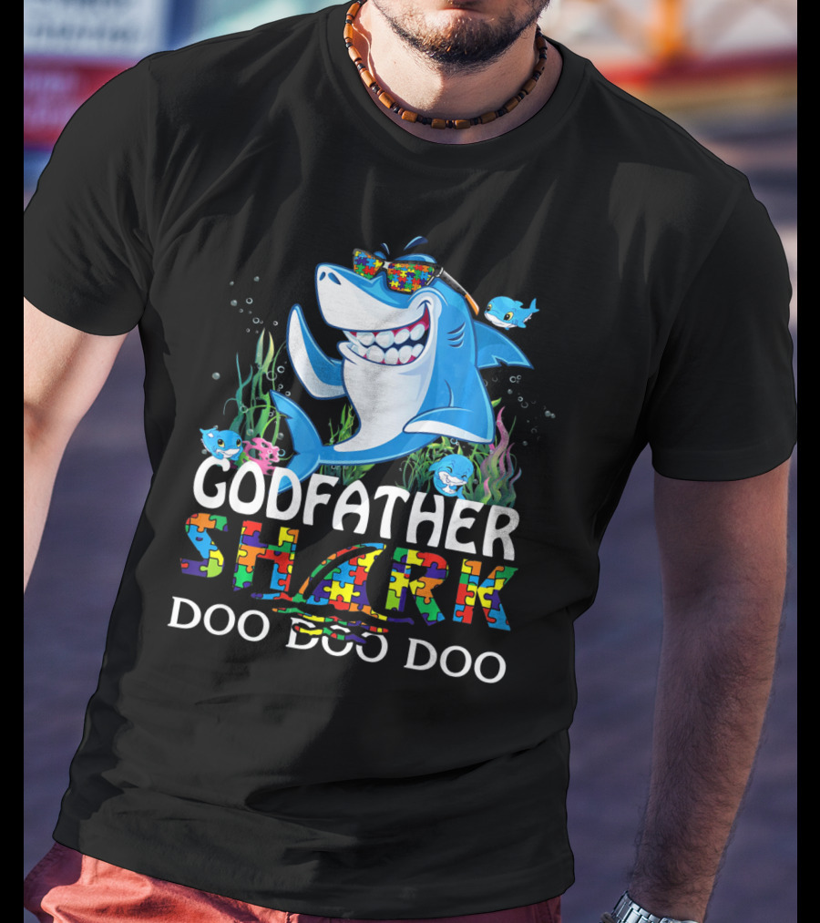 Godfather Shark Doo Doo Doo Autism Awareness T-Shirt