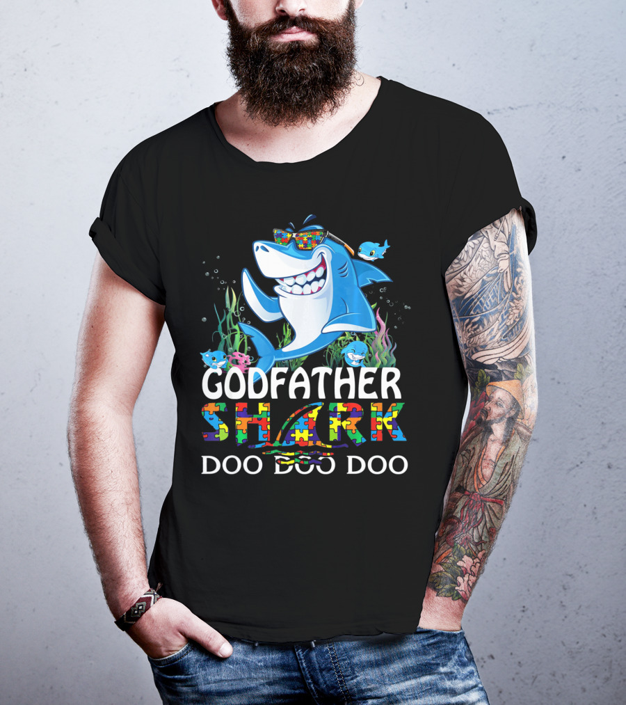 Godfather Shark Doo Doo Doo Autism Awareness T-Shirt