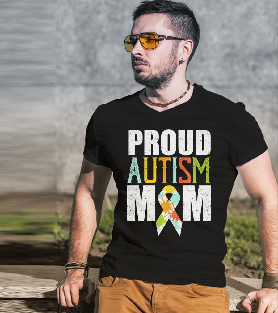 Proud Autism Mom Colorful Awareness T-Shirt