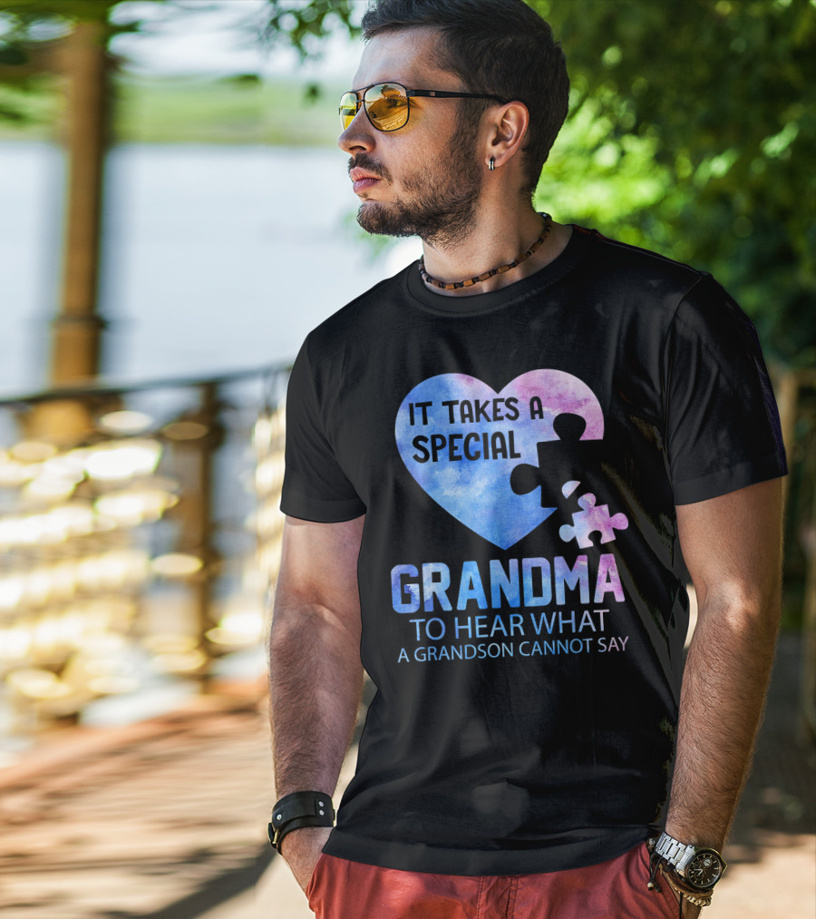 It Takes A Special Grandma To Hear What A Grandson Cannot Say Heart Puzzle Valentine T-Shirt