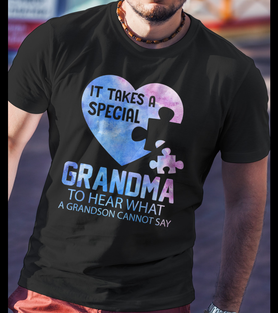 It Takes A Special Grandma To Hear What A Grandson Cannot Say Heart Puzzle Valentine T-Shirt