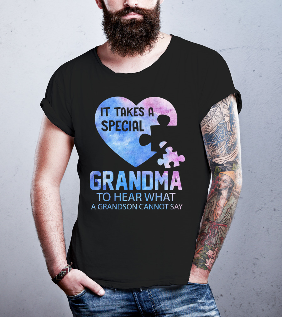 It Takes A Special Grandma To Hear What A Grandson Cannot Say Heart Puzzle Valentine T-Shirt