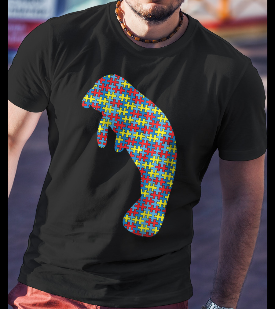 Manatee Autism Awareness Puzzle Pattern Kids Dugong T-Shirt