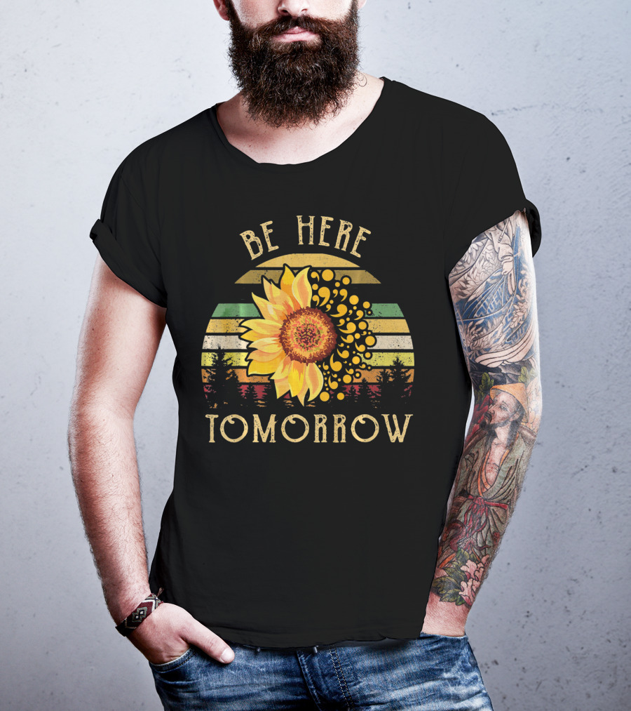 Be Here Tomorrow Sunflower Vintage Stripes T-Shirt