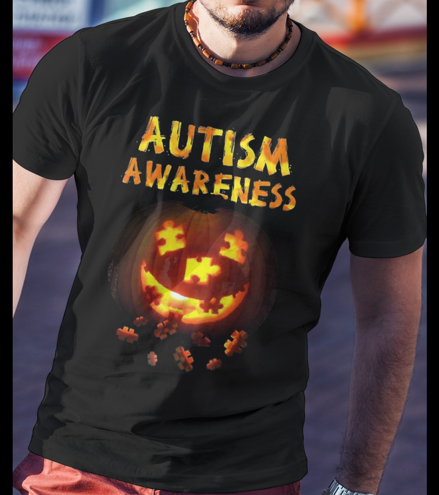 Autism Awareness Halloween Pumpkin Puzzle T-Shirt