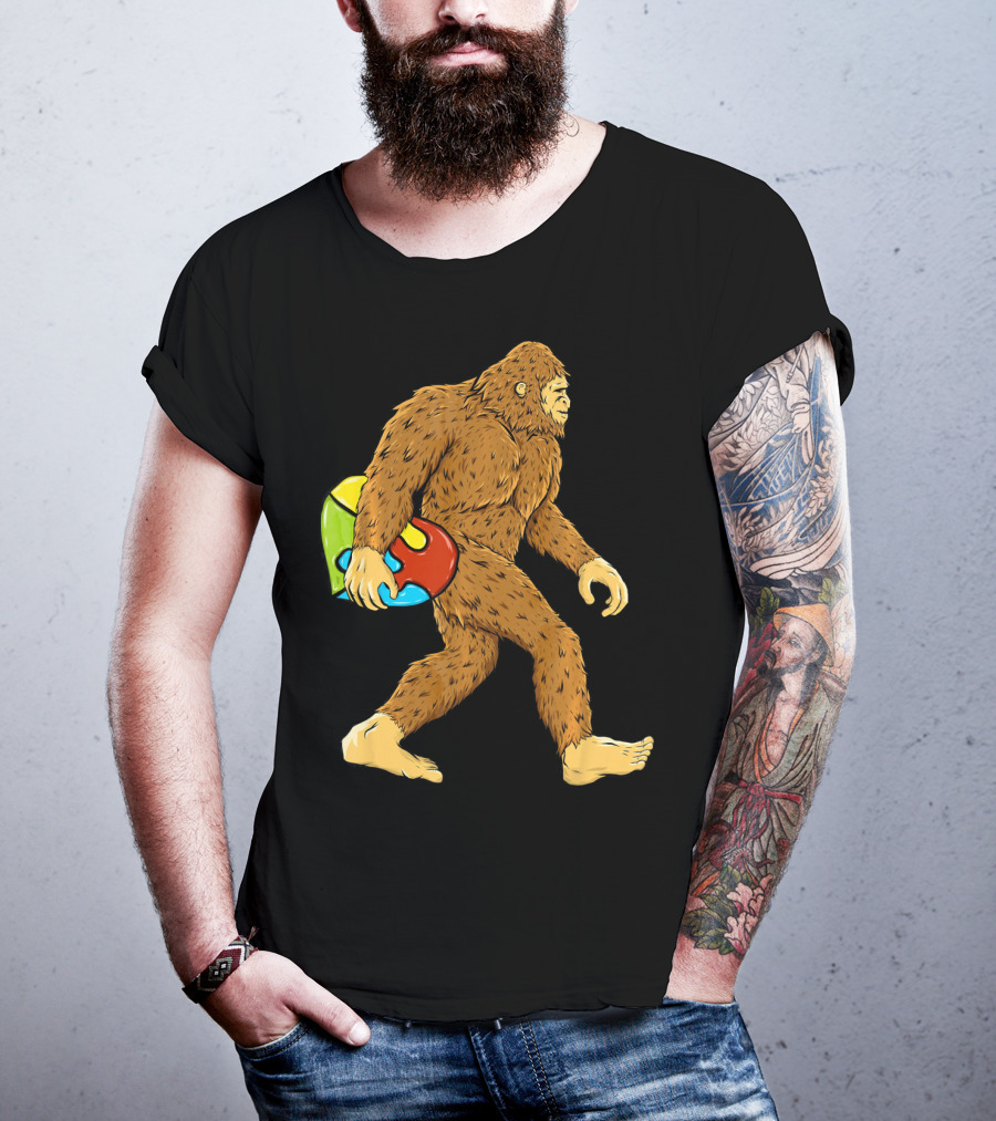 Autism Awareness Bigfoot Carrying Puzzle Heart T-Shirt