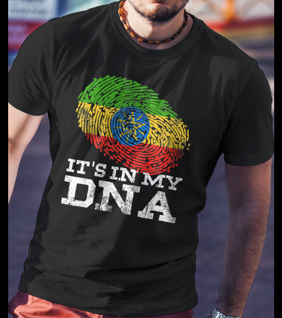 It's In My DNA Ethiopian Flag Fingerprint T-Shirt