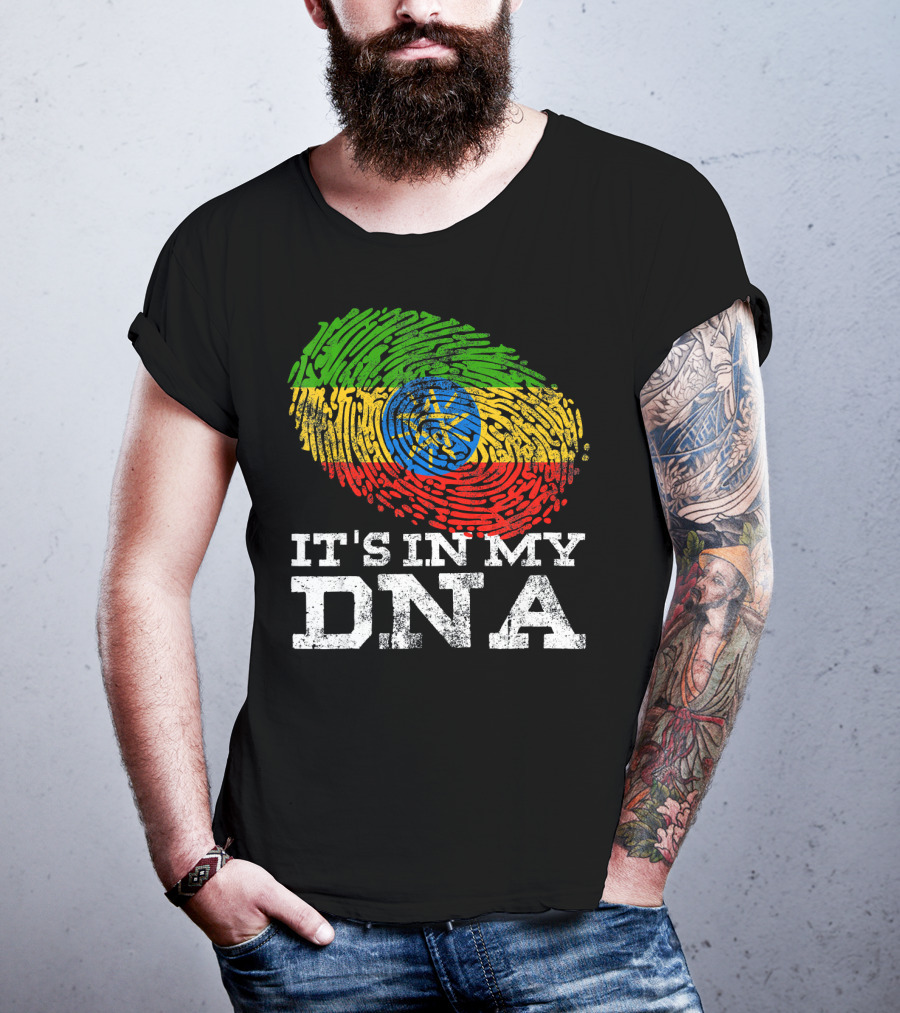 It's In My DNA Ethiopian Flag Fingerprint T-Shirt