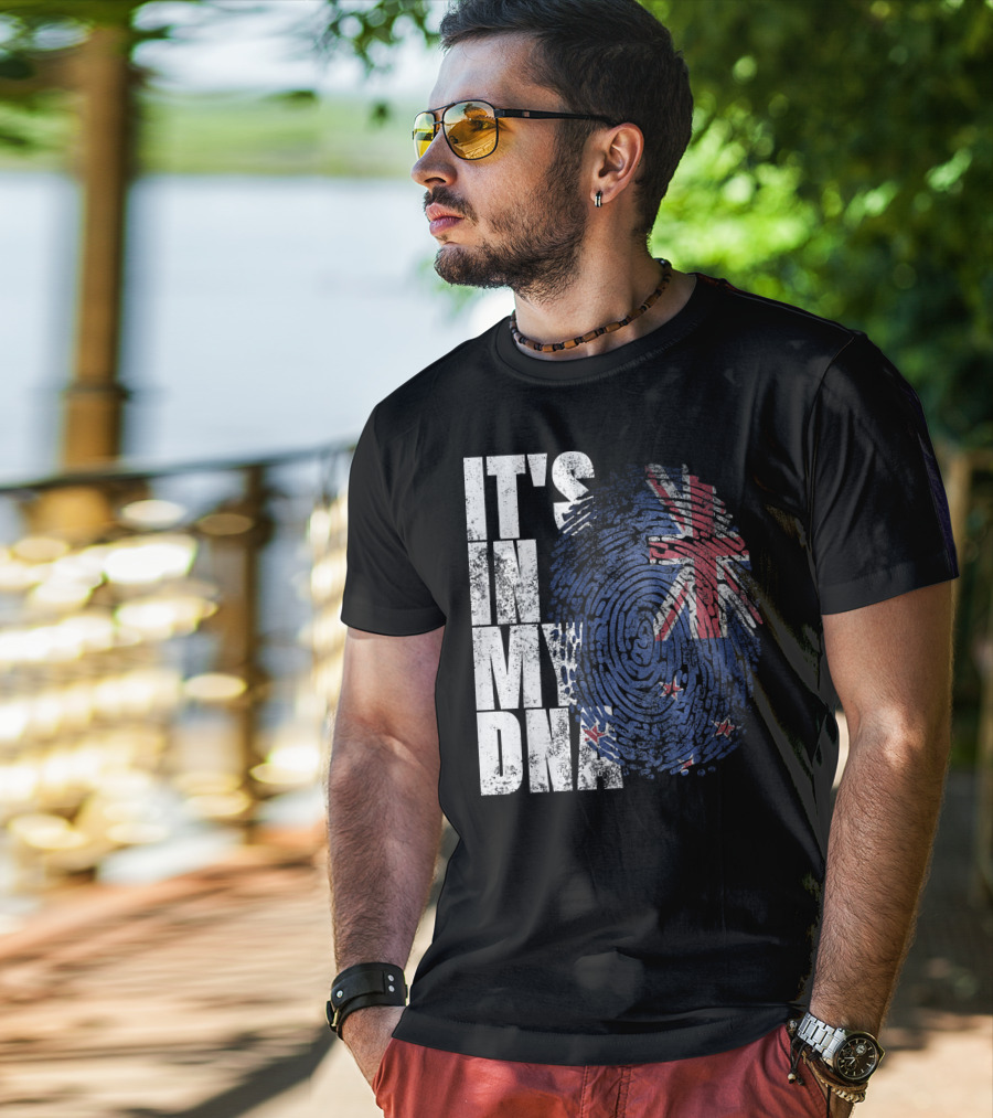 IT'S IN MY DNA New Zealand Maori Kiwi Flag Fingerprint T-Shirt