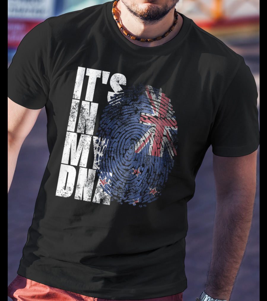IT'S IN MY DNA New Zealand Maori Kiwi Flag Fingerprint T-Shirt