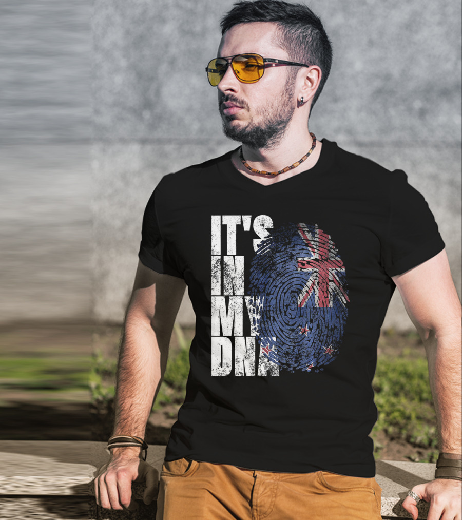 IT'S IN MY DNA New Zealand Maori Kiwi Flag Fingerprint T-Shirt