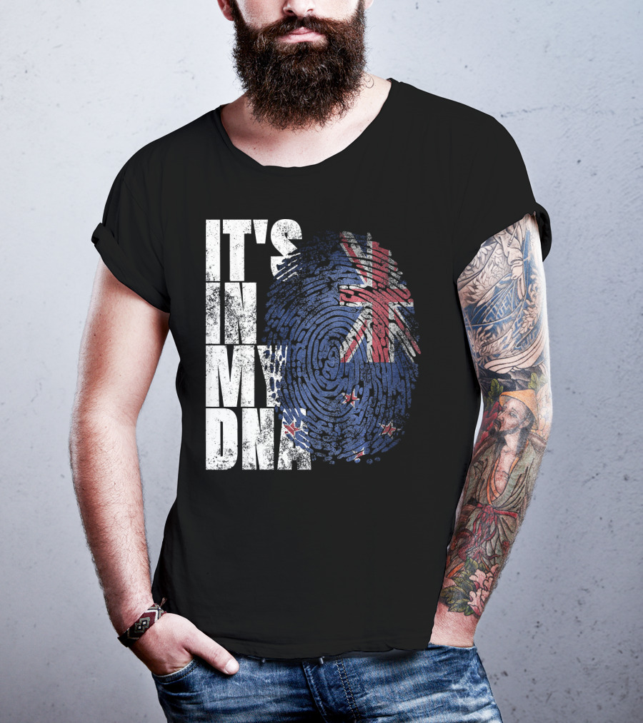 IT'S IN MY DNA New Zealand Maori Kiwi Flag Fingerprint T-Shirt