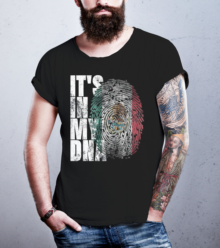 It's In My DNA Mexican Proud Hispan Fingerprint Flag T-Shirt