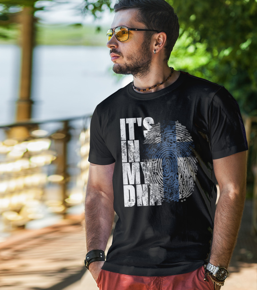 It's In My DNA Finnish Suomi Finland Fingerprint Flag T-Shirt