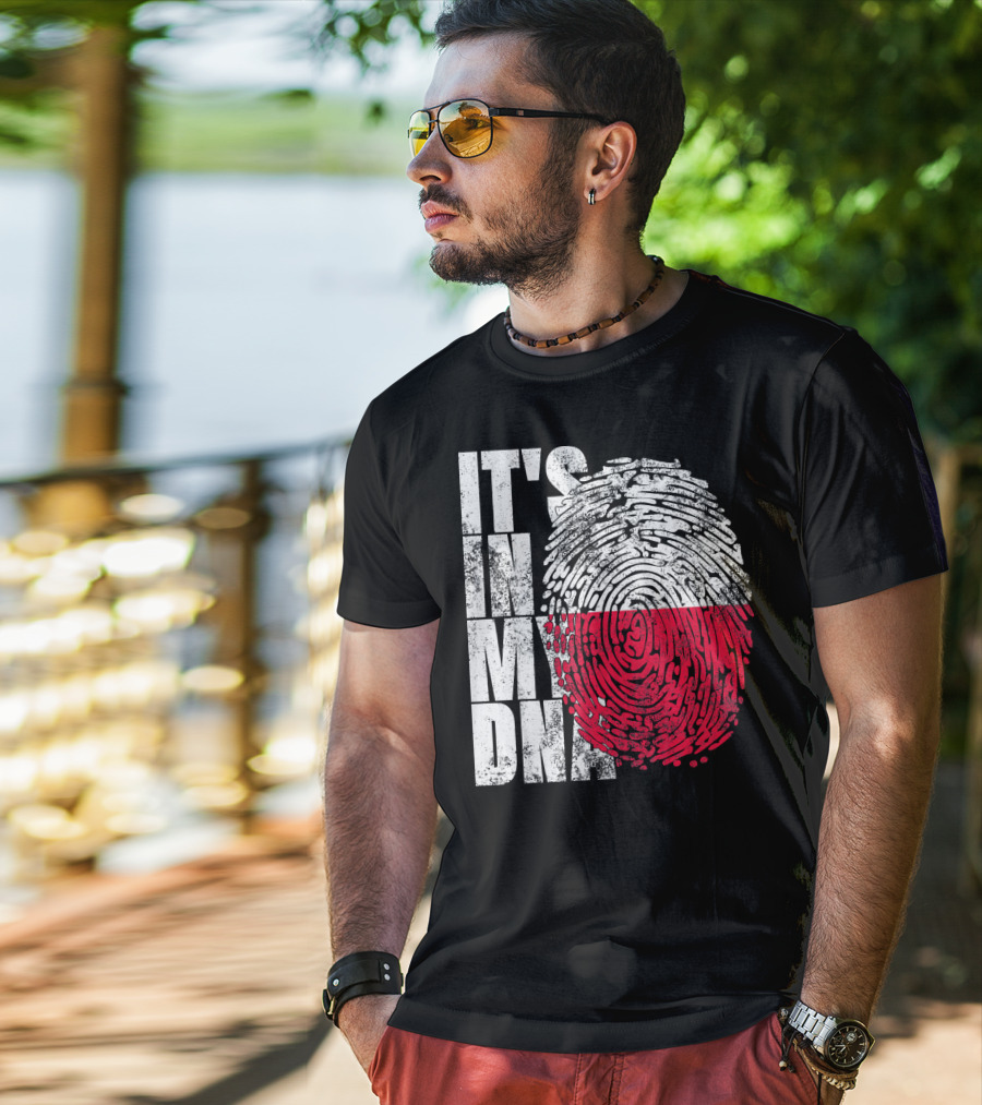 It's In My DNA Polish Polska Flaga Fingerprint T-Shirt
