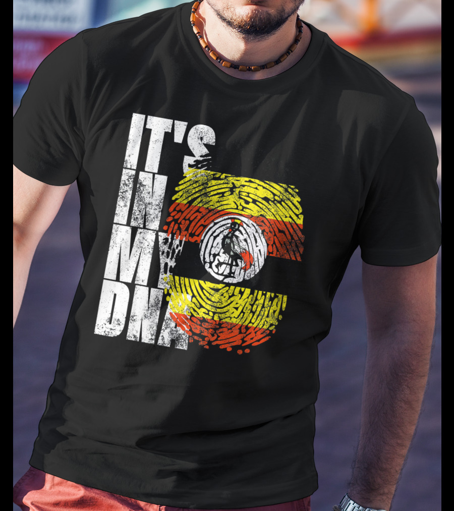 It's In My DNA Uganda African American Flag Fingerprint T-Shirt