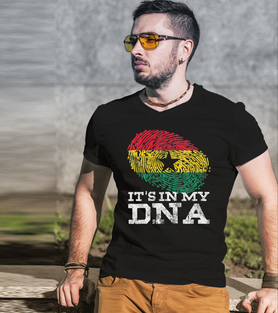 It's In My DNA Ghanaian African Fingerprint Flag T-Shirt