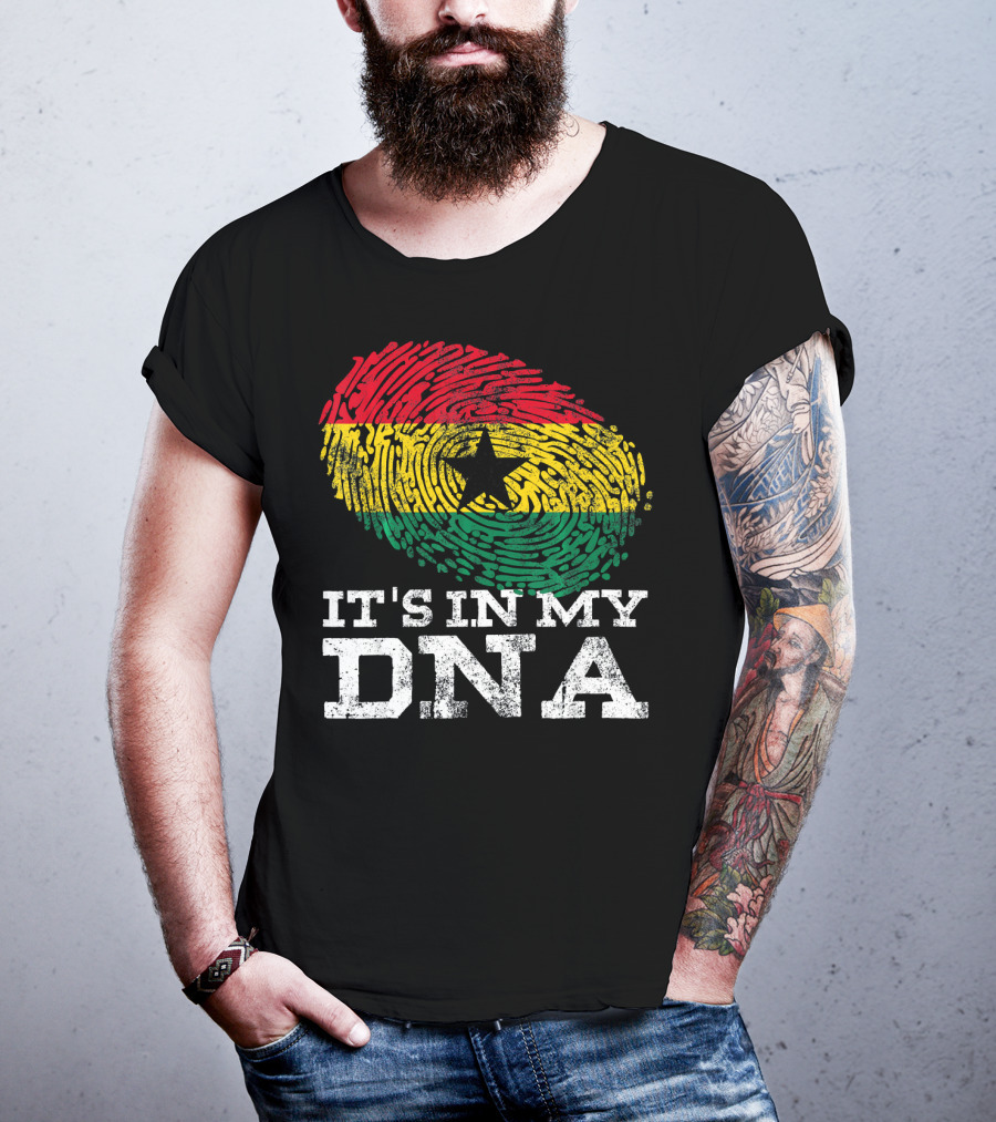 It's In My DNA Ghanaian African Fingerprint Flag T-Shirt