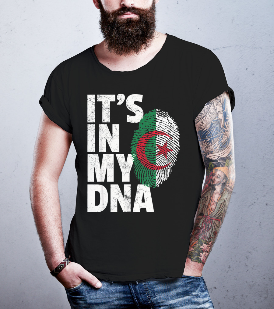 IT'S IN MY DNA Algerian Algeria Flag Fingerprint T-Shirt