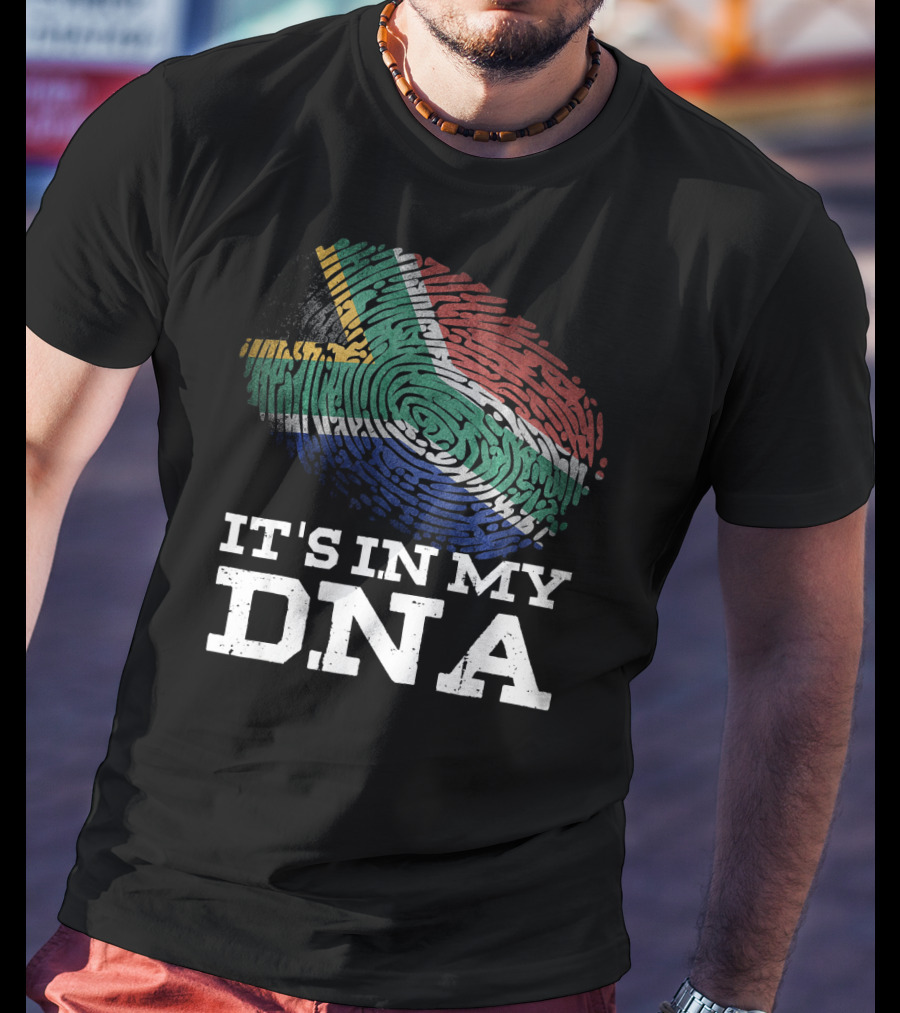 It's In My DNA South African Flag Fingerprint T-Shirt