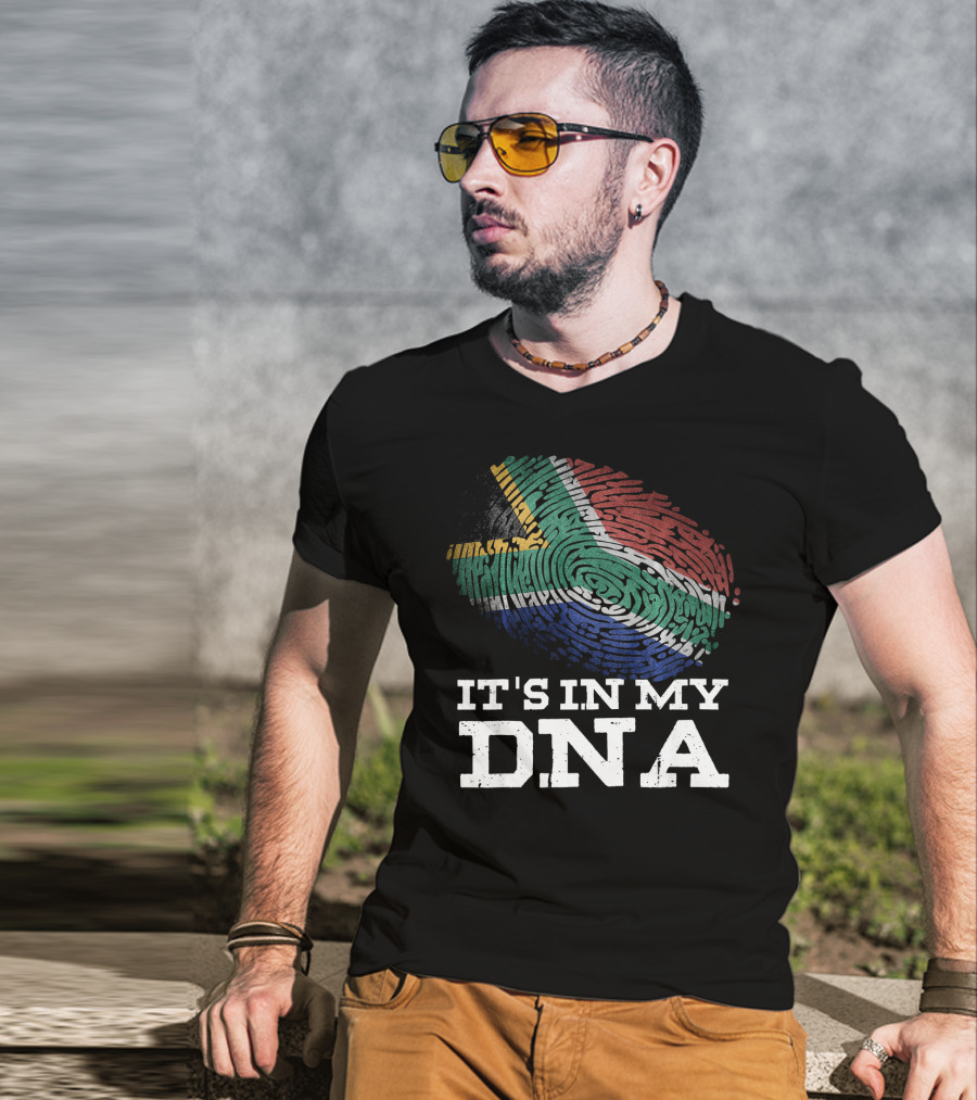It's In My DNA South African Flag Fingerprint T-Shirt