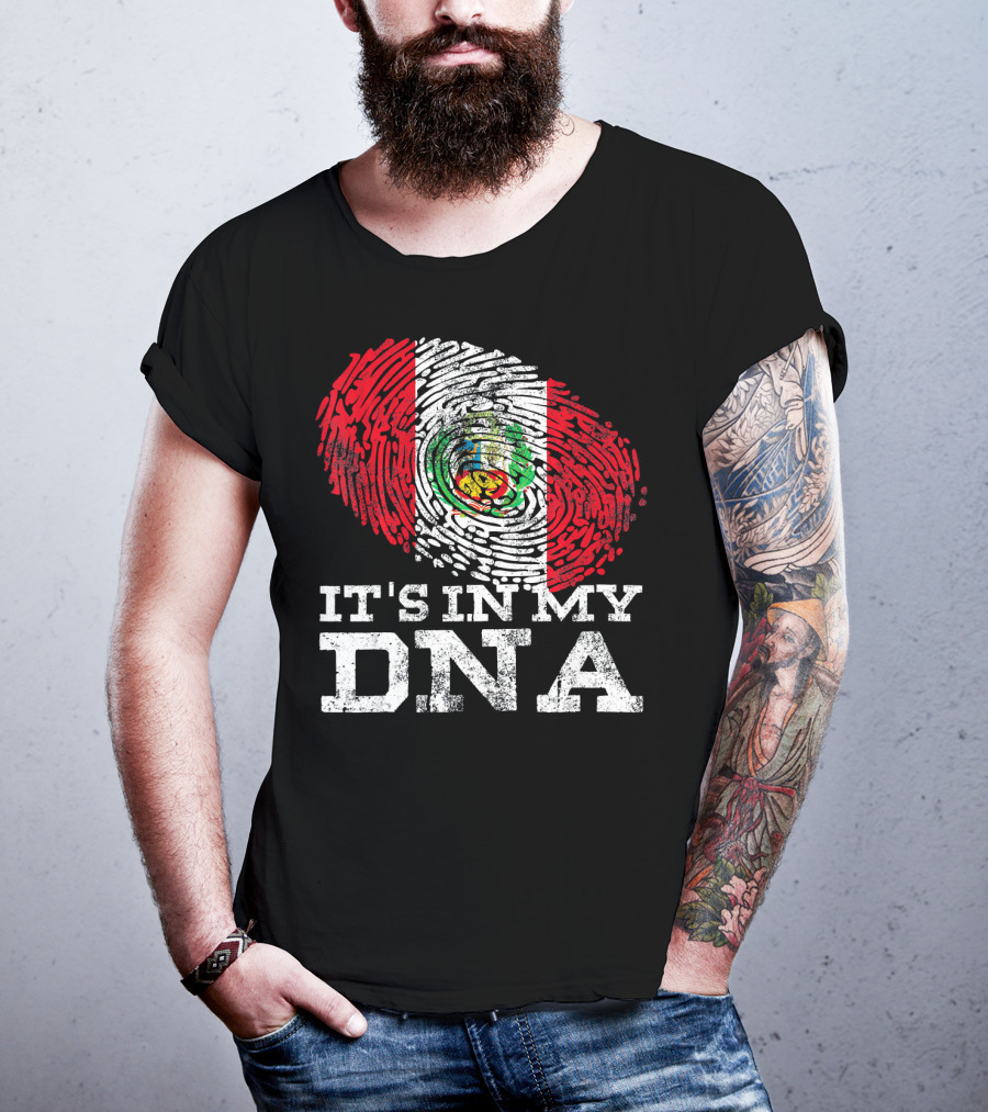 It's In My DNA Peruvian Flag Fingerprint Mexican Heritage T-Shirt
