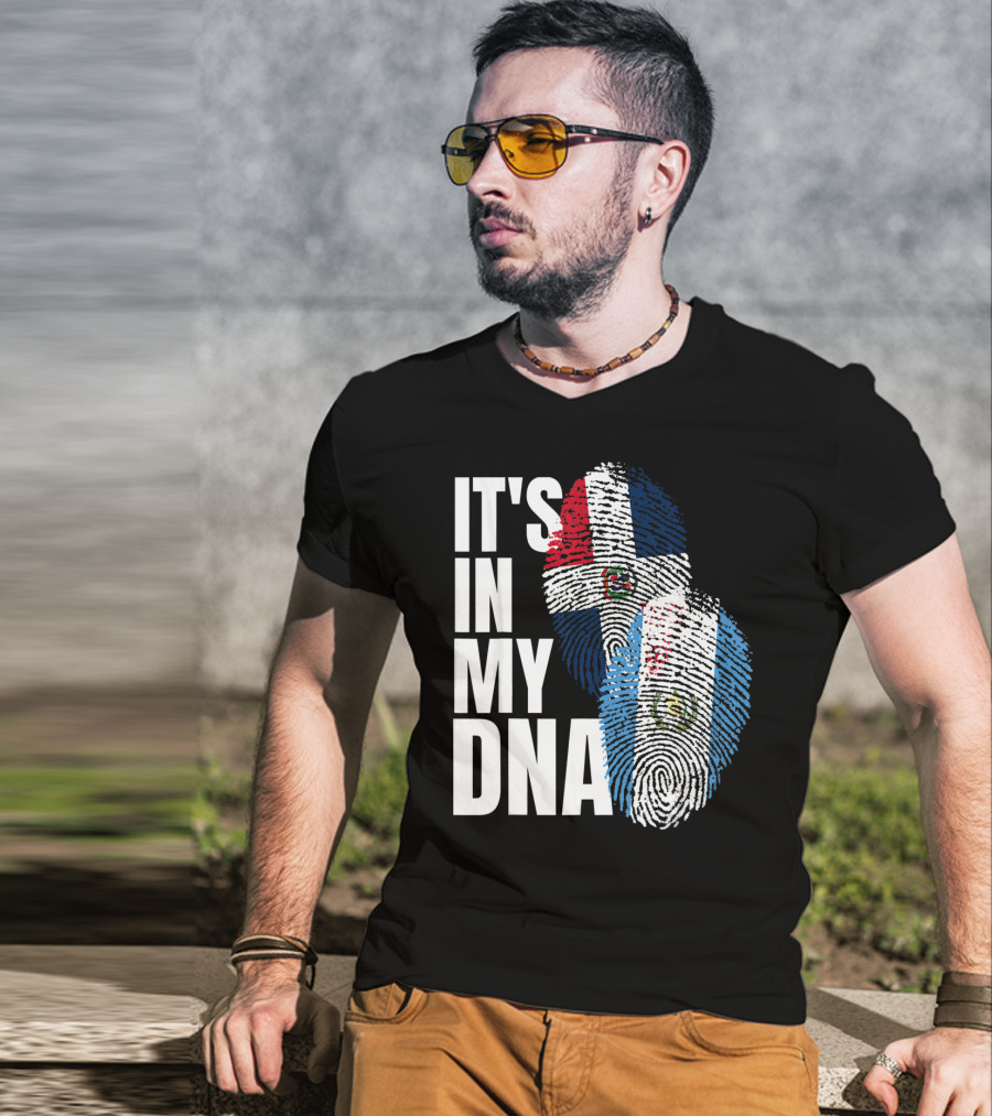 It's In My DNA Guatemalan And Dominican Mix Flag Fingerprints T-Shirt