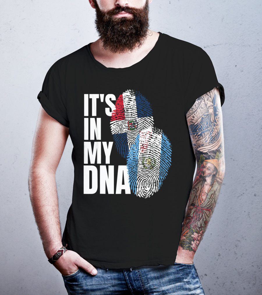 It's In My DNA Guatemalan And Dominican Mix Flag Fingerprints T-Shirt