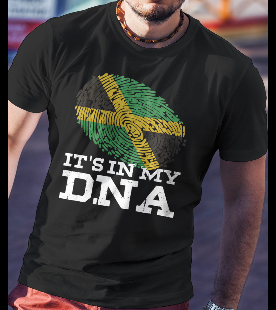 It's In My DNA Jamaican Pride Fingerprint Flag T-Shirt
