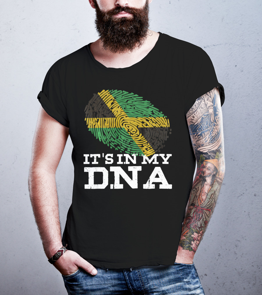 It's In My DNA Jamaican Pride Fingerprint Flag T-Shirt