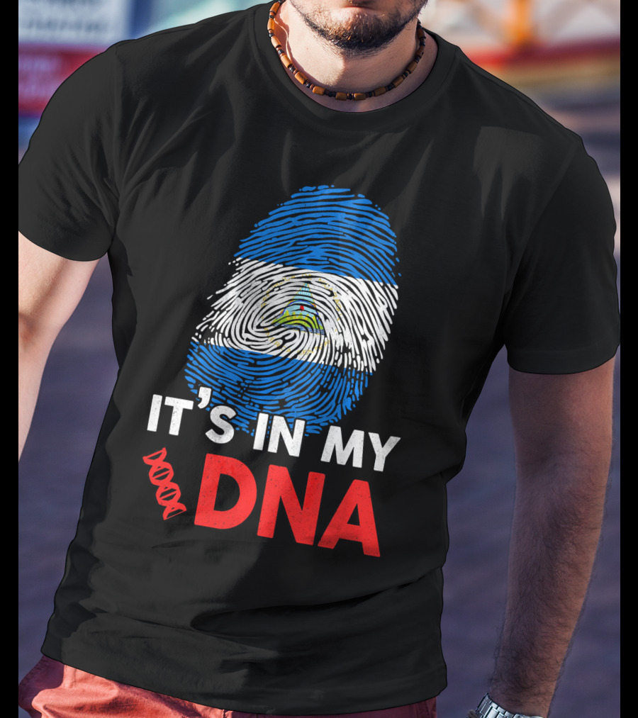 Nicaragua Flag Fingerprint It's In My DNA T-Shirt